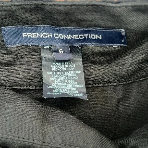 French Connection Black Ivory Linen Blend Embroidered Sweetheart Halter Dress 6 - Picture 9 of 9